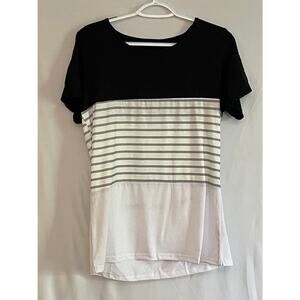 DULUTEE Womens Striped Shirt Black Medium